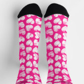 Moderne rosa und weißes doodled Herz Valentine Nam Socken (Oben)