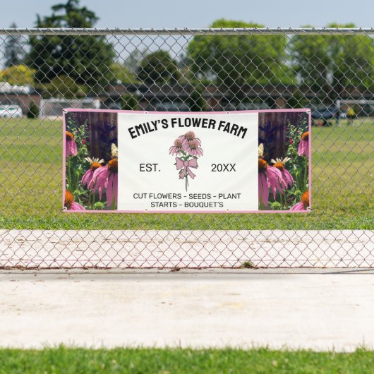 Moderne Rosa- und Weißfarm mit zwei Fotos Blume Banner (Insitu)