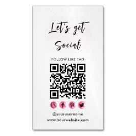 Moderne rosa Verbindung mit QR Code Social Media Magnetische Visitenkarte