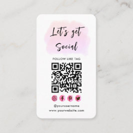 Moderne rosa Verbindung mit QR Code Social Media Visitenkarte