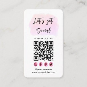 Moderne rosa Verbindung mit QR Code Social Media Visitenkarte
