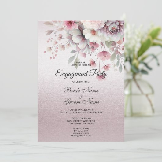 Moderne rosa Verlobung Einladung (Stehend Vorderseite)
