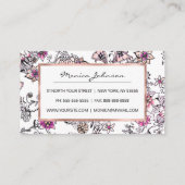 Moderne rosa violette Schwarz-weiße Blumendarstell Treuekarte (Rückseite)