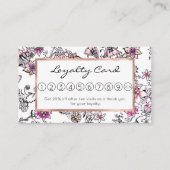 Moderne rosa violette Schwarz-weiße Blumendarstell Treuekarte (Vorderseite)
