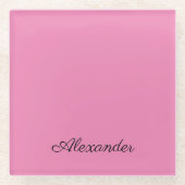 Moderne rosa Vorlage, schwarze Schrift Glasuntersetzer (Vorderseite)