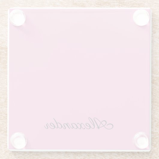 Moderne rosa Vorlage, schwarze Schrift Glasuntersetzer (Rückseite)