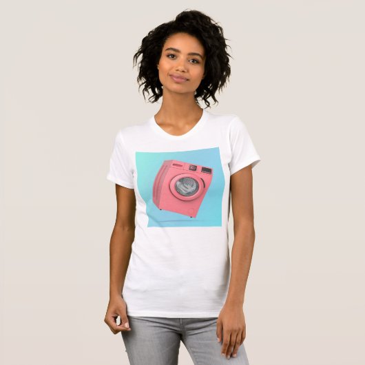 Moderne rosa Waschmaschine T-Shirt (Vorne ganz)