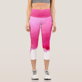 Moderne rosa Wasserfarbe künstlerische, farbenfroh Capri Leggings (Vorderseite)
