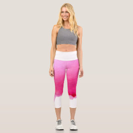 Moderne rosa Wasserfarbe künstlerische, farbenfroh Capri Leggings