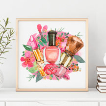 Moderne rosa Wasserfarbe-Makeup-Artist Girly Chic