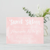 Moderne, rosa Wasserfarbe Süß 16 Einladung (Stehend Vorderseite)