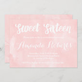 Moderne, rosa Wasserfarbe Süß 16 Einladung (Vorne/Hinten)