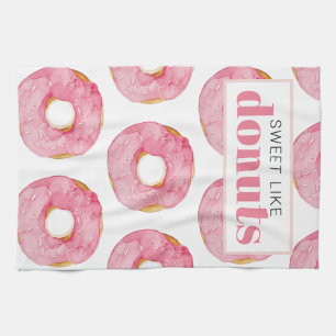 Moderne rosa Wasserfarbe Süß wie Donuts Zitat Geschirrtuch