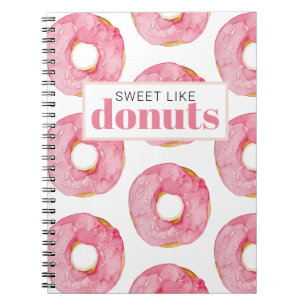 Moderne rosa Wasserfarbe Süß wie Donuts Zitat Notizblock