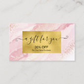 Moderne rosa Wasserfarbe und Goldfolie Rabattkarte (Vorderseite)