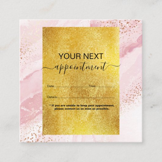 Moderne rosa Wasserfarbe und Goldfolie Terminkarte (Vorderseite)