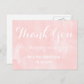 Moderne Rosa Wasserfarbe Vielen Dank Postkarte (Vorne/Hinten)