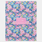 Moderne, rosa Wasserfarbe, voppy-Fleece Fleecedecke (Vorderseite)