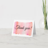 Moderne rosa Wasserfarben Pinselstriche Dankeskarte (Vorderseite)