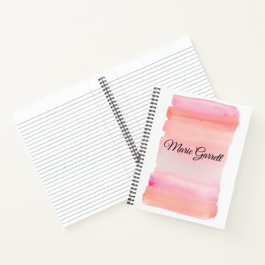 Moderne rosa Wasserfarben Pinselstriche Notizblock (Innenseite)