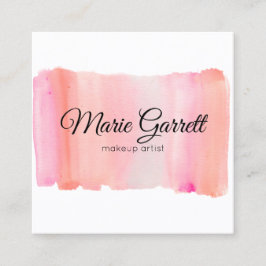 Moderne rosa Wasserfarben Pinselstriche Quadratische Visitenkarte