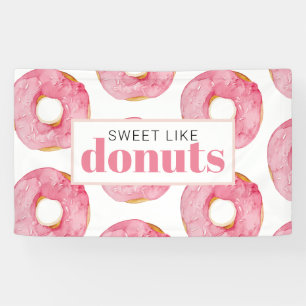Moderne rosa Wasserfarben süß wie Donuts Zitat Banner