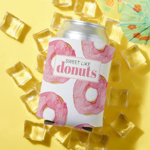 Moderne rosa Wasserfarben süß wie Donuts Zitat Dosenkühler