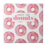Moderne rosa Wasserfarben süß wie Donuts Zitat Fliese<br><div class="desc">Moderne rosa Wasserfarben süß wie Donuts Zitat</div>
