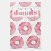 Moderne rosa Wasserfarben süß wie Donuts Zitat Geschirrtuch (Vertikal)