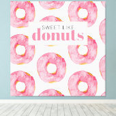 Moderne rosa Wasserfarben süß wie Donuts Zitat Leinwanddruck (Insitu (Holzboden))