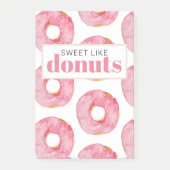 Moderne rosa Wasserfarben süß wie Donuts Zitat Post-it Klebezettel (Vorderseite)