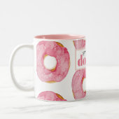 Moderne rosa Wasserfarben süß wie Donuts Zitat Zweifarbige Tasse (Links)