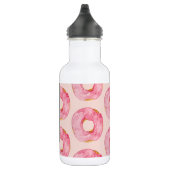 Moderne rosa WasserfarbenDonuts Muster mit Namen Edelstahlflasche (Rechts)