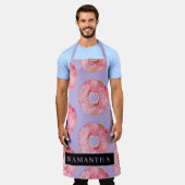 Moderne rosa WasserfarbenDonuts Muster mit Namen Schürze (Getragen)