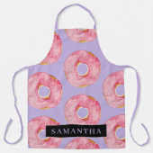 Moderne rosa WasserfarbenDonuts Muster mit Namen Schürze (Vorderseite)
