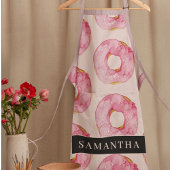 Moderne rosa WasserfarbenDonuts Muster mit Namen Schürze