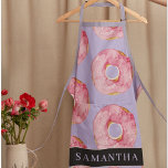 Moderne rosa WasserfarbenDonuts Muster mit Namen Schürze<br><div class="desc">Moderne rosa WasserfarbenDonuts Muster mit Namen</div>