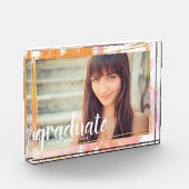 Moderne rosa Wasserfarbenklasse Foto Block (Links)