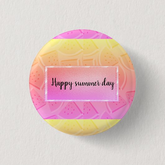 Moderne rosa Wassermelone, Sommer Button (Vorderseite)