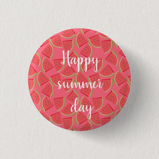 Moderne rosa Wassermelone, Sommer Button (Vorderseite)