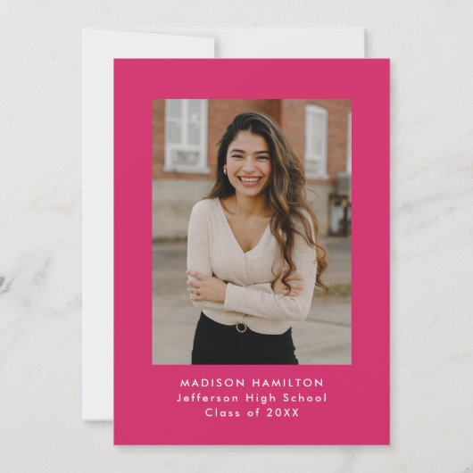 Moderne rosa Wavy Frame Foto Graduation Party Einladung (Rückseite)