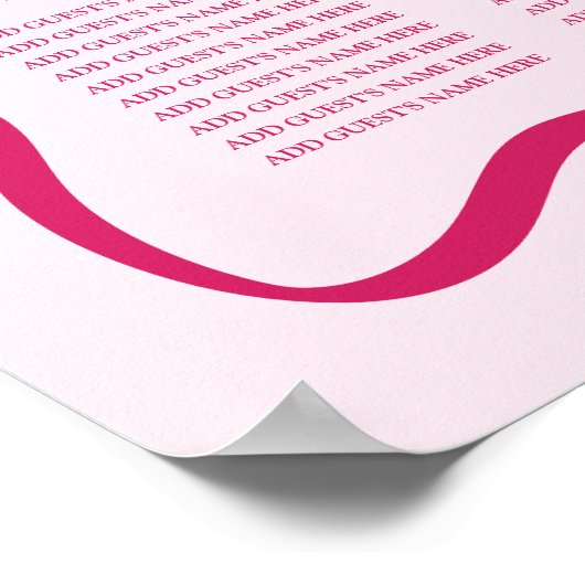 Moderne rosa Wavy-Frame-Hochzeitstabelle Poster (Ecke)
