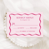 Moderne rosa Wavy Frame Wedding RSVP Karte