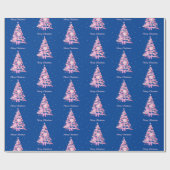 Moderne rosa Weihnachtsbaum Muster Navy Blau Geschenkpapier (Flach)