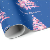 Moderne rosa Weihnachtsbaum Muster Navy Blau Geschenkpapier (Rolleneckpunkt)