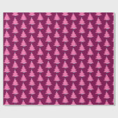 Moderne rosa Weihnachtsbäume Geschenkpapier (Flach)