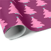 Moderne rosa Weihnachtsbäume Geschenkpapier (Rolleneckpunkt)