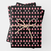 Moderne rosa Weihnachtsbaumen auf schwarz Geschenkpapier Set (Beispiel)