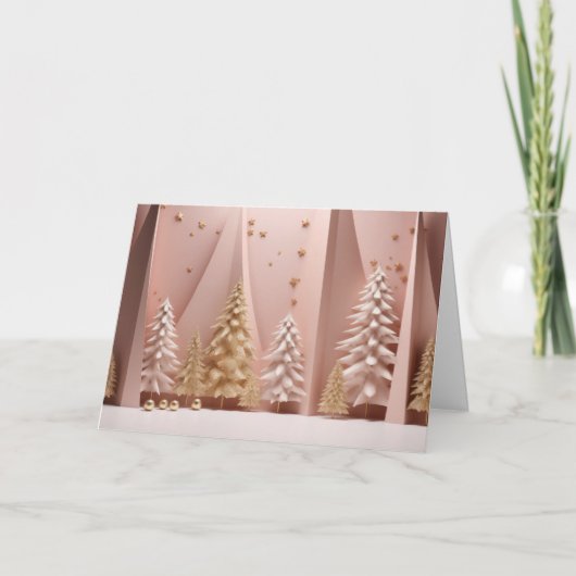 Moderne rosa Weihnachtsbaumen Feiertagskarte (Vorderseite)