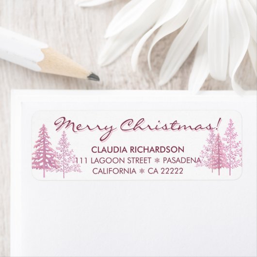 Moderne, rosa Weihnachtsbaumen Rücksendeadresse (Insitu)